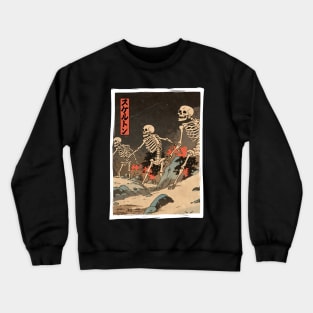 Creepy Horror Halloween Skeletons Rising - Vintage Japanese Ukiyo-e Woodblock Print Crewneck Sweatshirt